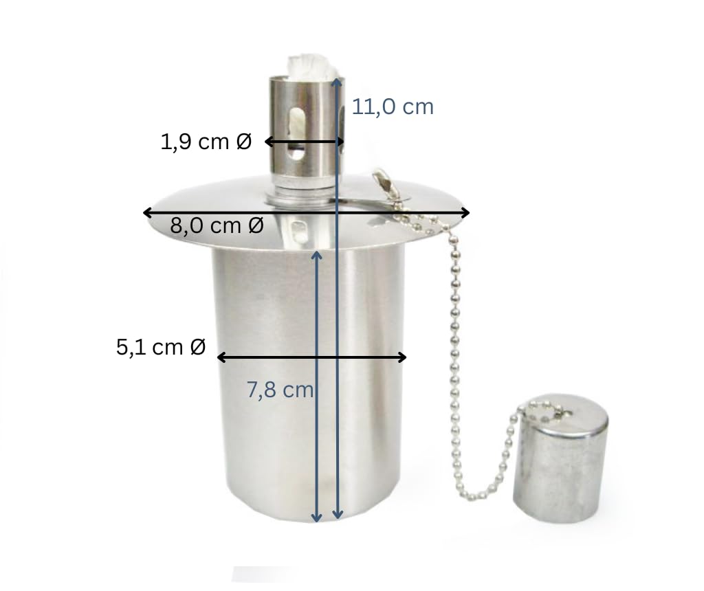 Edelstahl-Ölbehälter 115 cm³ Ø 5,1 cm TÜV-geprüft Set 5 Stück