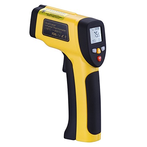 Infrared Thermometer, Tensun Dual Laser Thermometer Temperature Gun Non-contact Surface Digital IR Thermometer -58 ° F to 1202 ° F (-50 ° C to 650 ° C) Instant Read Handheld with Adjustable Emissivity