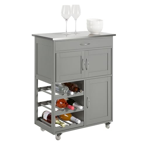 SoBuy Meuble Cuisine à roulettes avec Plan de Travail Desserte Cuisine avec tiroirs,...