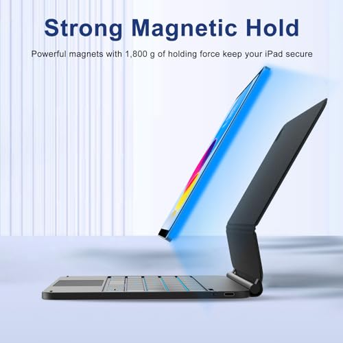 Image of Magic Keyboard Case for iPad A16 11 inch 11th Gen(2025) /10th Gen 10.9 inch(2022) | Multi-Touch Trackpad,7-Color Backlit,Floating Magnetic Stand,Magic-Style Magnetic Keyboard Case,Black