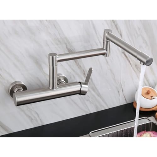 Robinet d'évier en acier inoxydable brossé mural au design épuré