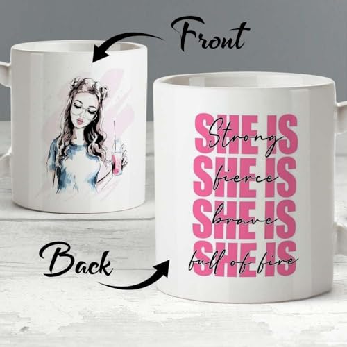 Image of Funny Bestie with Friendship Quotes Printed 325 ml Ceramic Coffee Mug /Tea Cup Gift for Girls, Best Friends, Sister Mom, Wife, Girlfriend 325 ml (Best Friend-5)