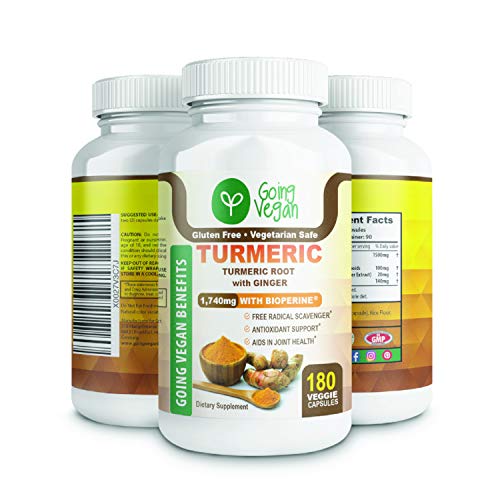 Turmeric Curcumin with Bioperine 1500mg and Ginger, 95% Curcuminoids with Black Pepper, Anti-Inflammatory Supplement for Joint Comfort and Mobility, Non-GMO & Gluten Free, Made in USA, 180 Vegan Pills