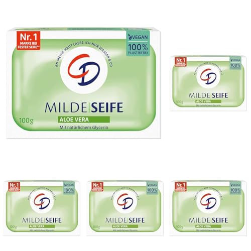CD MILDE SEIFE ALOE VERA 100G vegan & ohne Mikroplastik (Packung mit 5)
