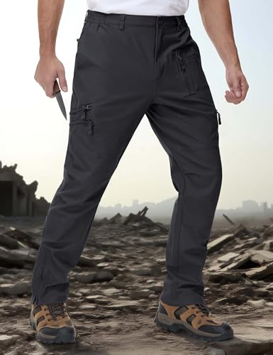 Image of CRYSULLY Men's Cotton Multi-Pockets Work Pants Tactical Outdoor Military Army Cargo Pants (No Belt)