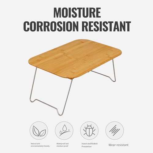 Table pliante en bambou stable pour cuisiner en plein air sans manquer d'espace