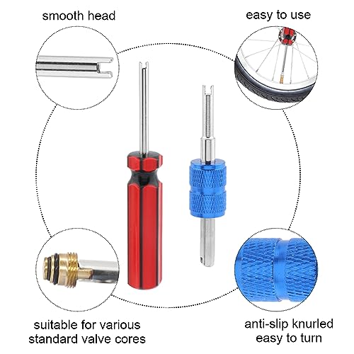 Image of 8 pcs Tire Valve Core Removal Tool Set, Single and Double Heads Valve Stem Core Remover Tire Repair Tool for Quickly Remove or Install the Car Air Conditioning and Tire Valve Core(Multicolor)