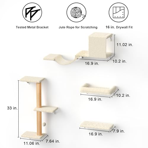 Set de estantes para gatos FUKUMARU 7 en 1 beige miniatura 7