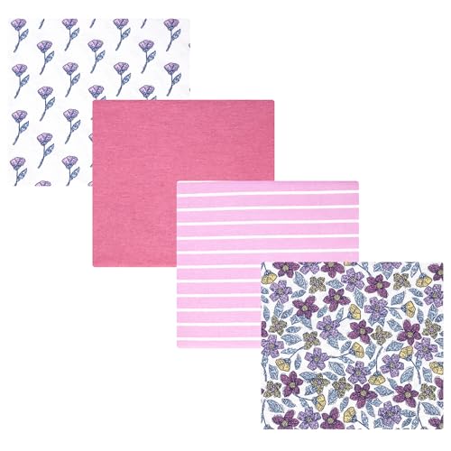 Image of Hudson Baby Unisex Baby Cotton Polyester Flannel Receiving Blankets, Begonia Pink Floral, One Size