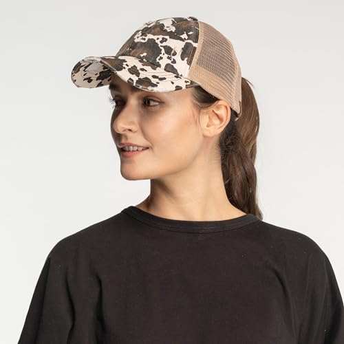 Image of C.C Exclusives Hatsandscarf Washed Distressed Cotton Denim Ponytail Hat Adjustable Baseball Cap (BT-13)