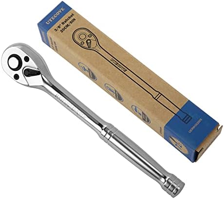 UYECOVE 3/8-Inch Drive Ratchet Wrench, 3/8 Ratchet Wrench, Socket Wrench, 72-Tooth、Quick-release Reversible Cr-Mo Head, Chrome Steel Made - 7.9''20cm