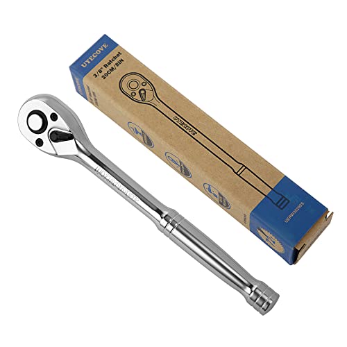 Uyecove 3/8-Inch Drive Ratchet Wrench, 3/8 Ratchet Wrench, Socket Wrench, 72-Tooth、Quick-Release Reversible Cr-Mo Head, Chrome Steel Made - 7.9''20Cm #TOP7