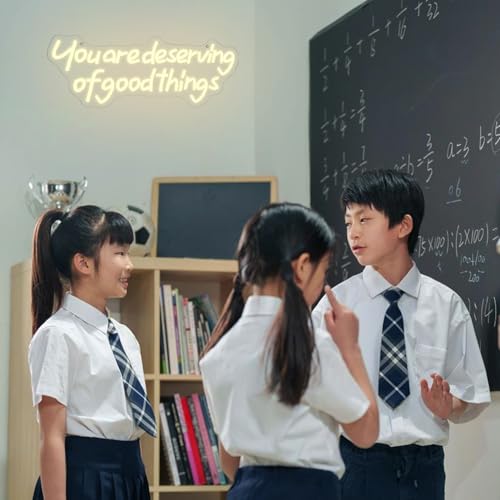 Image of You Are Good Deserving Of Good Things Neon Sign for Wall Decor Letter Neon Light Classroom Led Neon Signs Warm White Led Neon Lights for Office Classroom Dormitory Decoration
