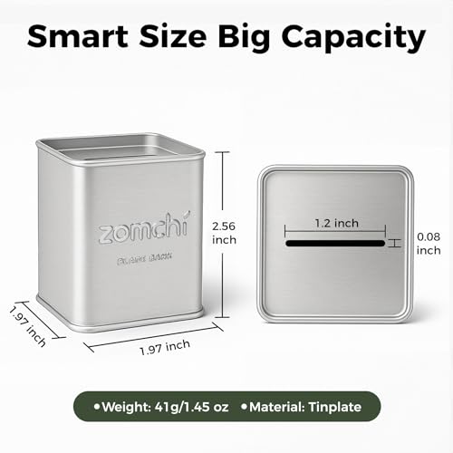 Image of ZOMCHI Razor Blade Bank for Used Double Edge Safety Razor Blades, Silver | Metal Disposal Case With Slot Opening, Sealed Body, Compact Size, Helps Keep Used Blades Contained For Bathroom Or Travel
