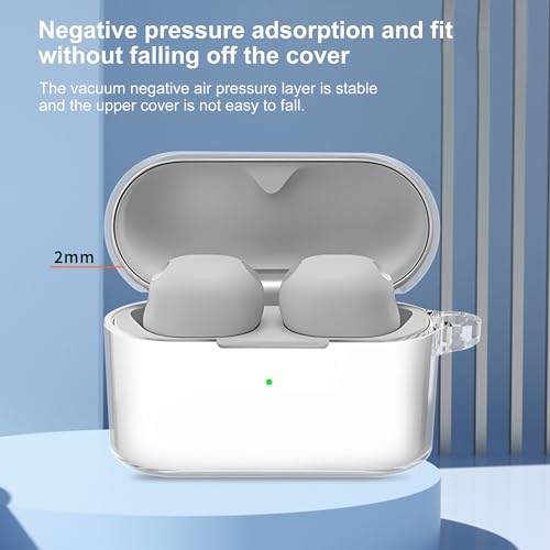 Image of Compatible with Sony WF-1000XM6 Case Cover,Shock-Proof,Premium Silicone with Silver Ring Buckle Cleaning Accessories-Clear