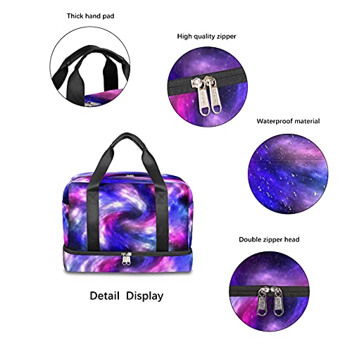 Travel Duffel Bag Galaxy Nebula Star Waterproof Sports Tote Gym Bag Weekender Overnight Bag with Wet Pocket and Shoes Compartment Duffel Bag For Men Women