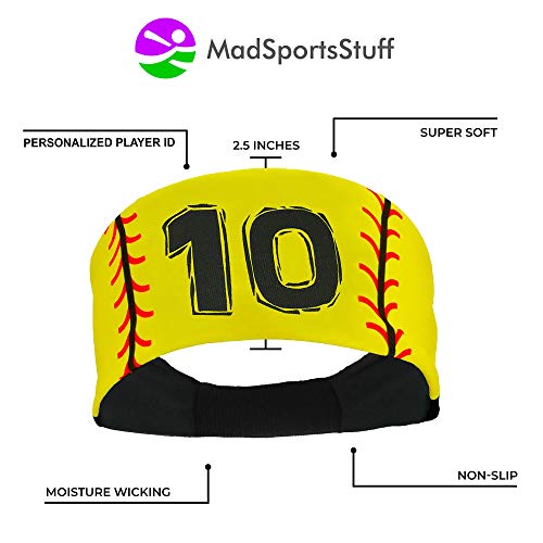 Faixa de cabeça MadSportsStuff Jersey Number Softball com pontos (números 00-39), #10, Yellow