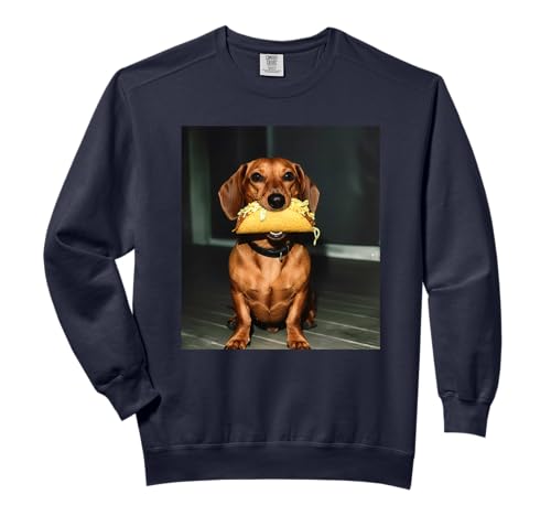 Retro Cute Dachshund Dog Eating Taco Meme Mexican Food Lover Comfort Colors Adult Sweatshirt