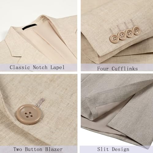 Men's Linen Suits 2 Piece Wedding Suit Vintage Summer Casual Tuxedo Suit Slim Fit Beach Groomsmen Blazer Jacket Pants Set3