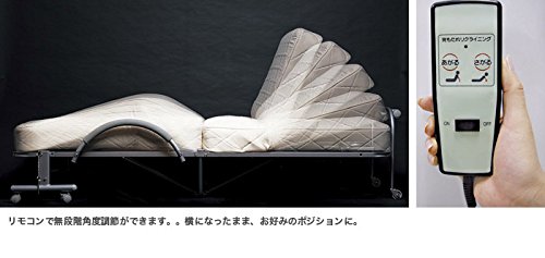 Amazon｜木製棚付き収納式リクライニングベッド 電動タイプ ゴブラン柄 