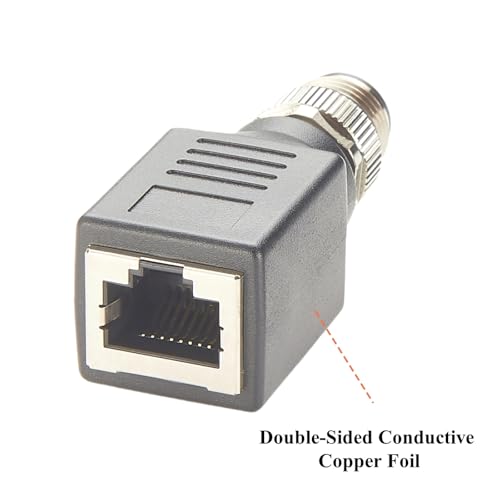 Adaptador Industrial M12 a RJ45 Cat6 Shielded IP67 Negro miniatura 2