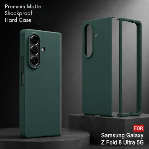 Image of amazon basics Slim Matte Hard PC Back Cover Case for Samsung Galaxy Z FOLD 8 Ultra with Integrated Hinge Protection and Smooth Anti-Fingerprint Finish (Midnight Green)
