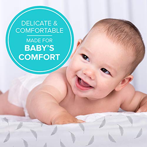 Kushies Baby Fitted Bassinet Sheets - 30 X 18 X 2 Bassinet Mattress Mini Crib Sheets - Grey Feather Bassinet Cover Mini Crib Mattress - Mattress For Playpen & Bed Side Bassinets Mini Crib Sheet #TOP26