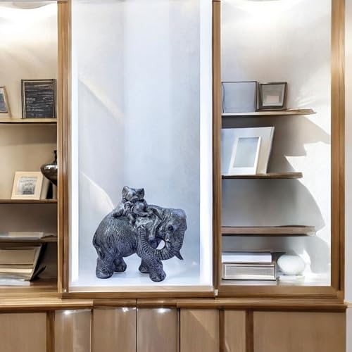 Polyresin 6" Elephant with Baby Statue for Home Decor – Vastu & Feng Shui Good Luck Symbol – Decorative Showpiece for Entryway, Living Room, Office, Gift (Silver) — photo — 5 of 9