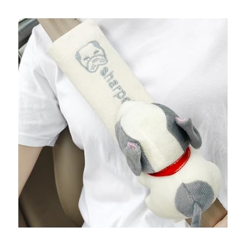 Wevdn 2PCS Cartoon Car Seat Belt Pads Beige Dog