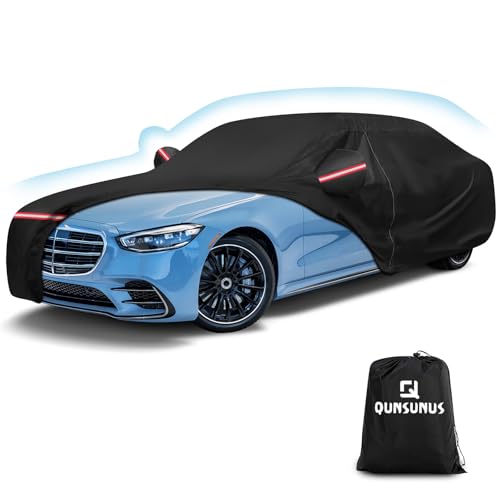 QUNSUNUS Car Cover Compatible with Mercedes-Benz S Class S250 S300 S350 S400 S450 S500 S550 S600 2006-2023, All Weather Waterproof S Class Car Covers with Cotton Lining,Zipper and Straps