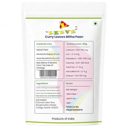 Image of Leeve Curry Leaves Kadi Patta Paan Mouth Freshener 400g | Herbal Paan Mukhwas | Digestive & Refreshing After Meal | Traditional Indian Mouth Freshener