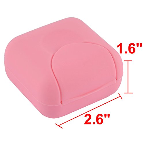 Uxcell Plastic Houseware Travel Mini Soap Dish Box Holder Case Container Pink #TOP1
