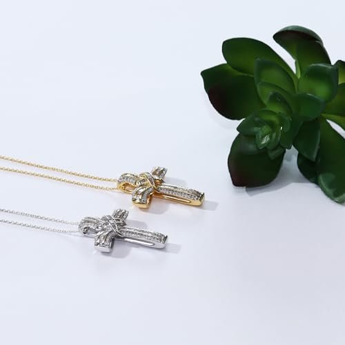 AFFY Infinity Cross Pendant Necklace, 1.00 Carat Lab Grown Diamond Religious Jewelry Gift For Women & Men in 14k Yellow Gold Over Sterling Silver (1 Ctw)3