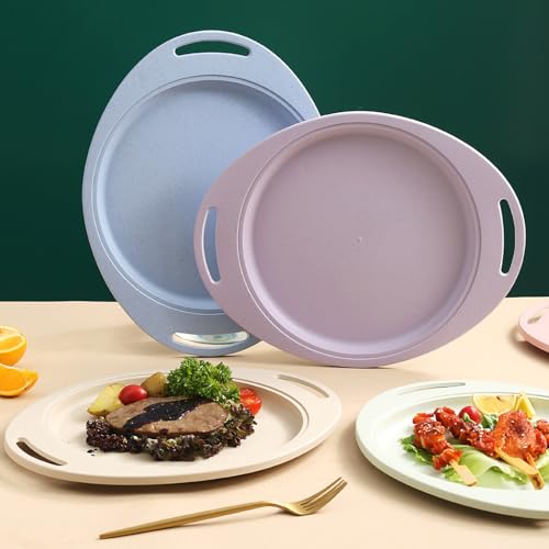 Image of Lightweight & Unbreakable Deep Dinner Plates for Pasta, Noodles, Dinner, Camping Dish, Cereal, Fruits, Snacks, Salads, Wedding Dishwasher & Microwave Safe Dinnerware (34cm, Beige, Set of 3)