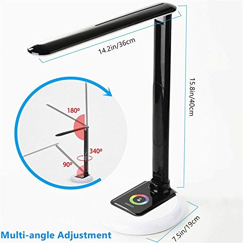 PElight 10W Led Schreibtischlampe Dimmbar Büro Tischleuchte mit Uhr, USB-Aufladung, Farbwechselbasis, Touch-Steuerung, 9… – Bild 6
