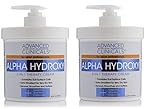 Advanced Clinicals Alpha Hydroxy Acid Cream for face and body. 16oz anti-aging cream with Alpha Hydroxy Acid for wrinkles, fine lines, dry skin. (Two - 16oz)