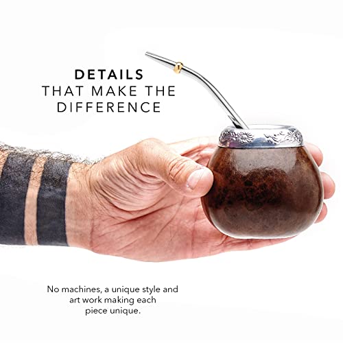 balibetov [New Handmade Natural Mate Gourd Set (Original Mate Cup) Including Bombilla (Yerba Mate Straw)