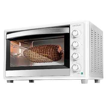 Cecotec Forno Convezione da tavolo da 46 litri Bake&Toast 4600 White Gyro. 2000 W, luce interna, 12 funzioni, temperatura fino a 230°, porta a doppio vetro, include Rustitore girevole