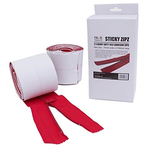 2 Sticky Zipz Heavy Duty Self Adhesive Zips - 75mm Wide x 2100mm Long by True Products Cover
