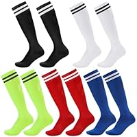 Zuimei 5 Pairs Kids Football Socks,Sports Long Breathable Soccer Socks for Boys Girls Aged 5-12 for Youth Junior Running Training Rugby Hockey (Multicolor)