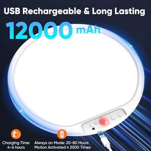 Image of Rechargeable Motion Sensor Ceiling Light, 12000mAh Battery Closet Light