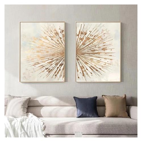 Impression sur toile géométrique abstraite feuille d'or pour salon 40x50cm
