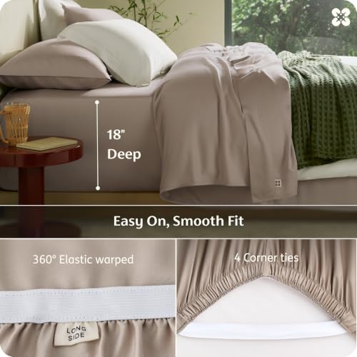 Image of Bedsure PureWoven 100% Viscose Derived from Bamboo, Queen Sheets, 3PCS