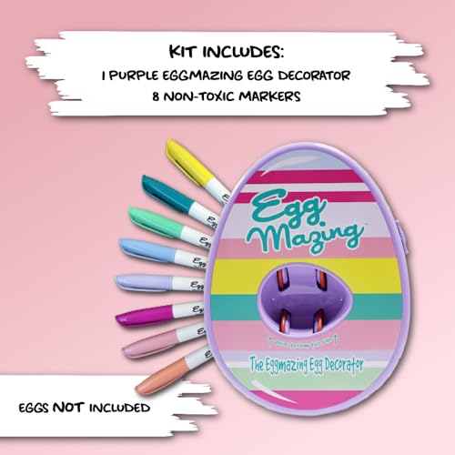 Eggmazing Egg Decorator Kit - Easter Egg Decorating Spinner with 8 Colorful Quick Drying Non Toxic Markers (Purple) - Arts and Crafts Set for Ages 3 and Up by The Eggmazing Egg Decorator - Image 8