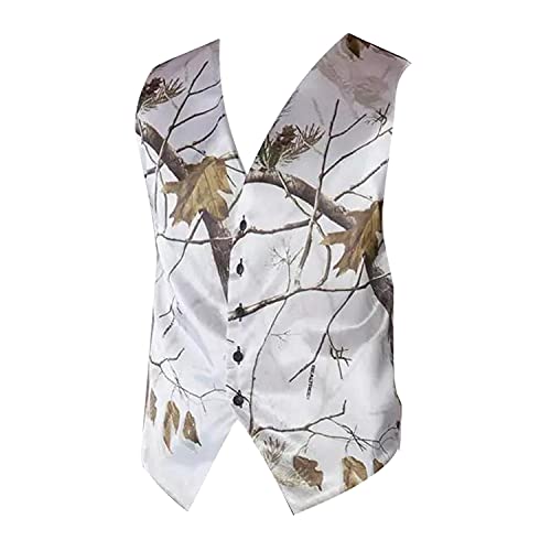 White Trees Camouflage Color 5 Buttons Mens Vest2
