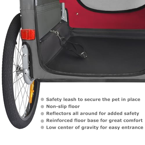 DOGGYHUT® MEDIUM Fahrrad Hundeanhänger für Hunde bis 23 kg Fahrradanhänger Klappbar (ROT)