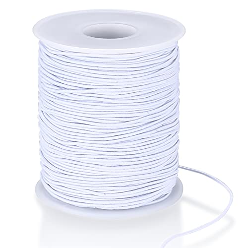 Elastische Faden, 1 mm x 100m/328ft Elastisch Perlenschnur Gummiband, Beading Thread, Elastische Schnur für DIY Halskette Armband Handwerk Schmuckherstellung - Weiß