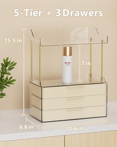 Image of Anylady Bathroom Organizers and Storage, Makeup Organizer (Sturdy Durable Attractive), Ideal for Vanity, Countertop, Counter, Perfume, Skincare, Cabinet, Cosmetic, Dresser Organizer (Cream)