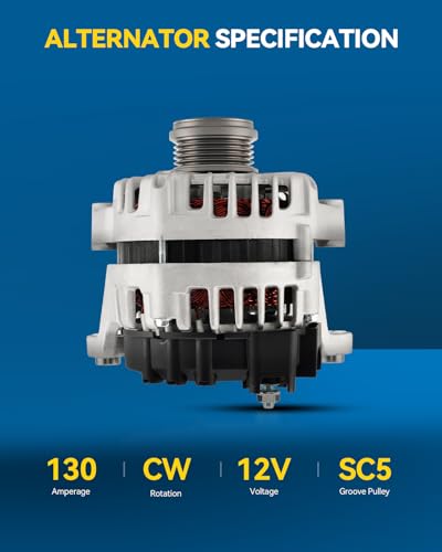Image of PHILTOP Alternator Compatible with Chevrolet Cruze 2012-2015 1.4T, Cruze Limited 2016 1.4T Replace 11654N 12V 130Amp CW SC5 5-Groove Pulley | Replacement OE 95939944, 13588290, AL8852X