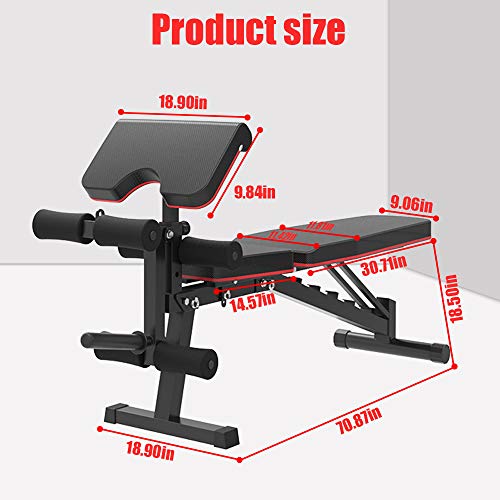 EXF Weight Bench with Leg Extension and Leg Curl,Strength Training Bench for Full Body Workout Bench with Fast Folding Max Load 661LBS(Black)